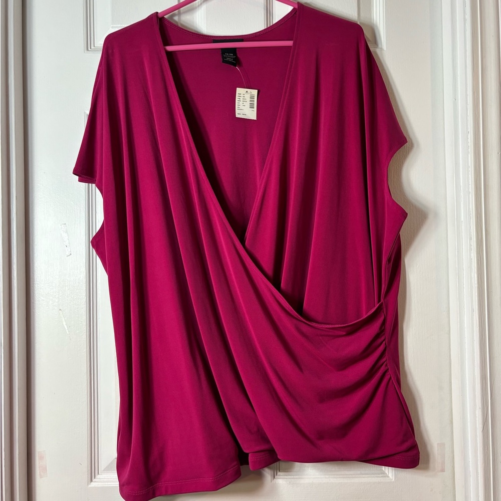 Lane Bryant Vibrant Fuchsia Wrap Blouse